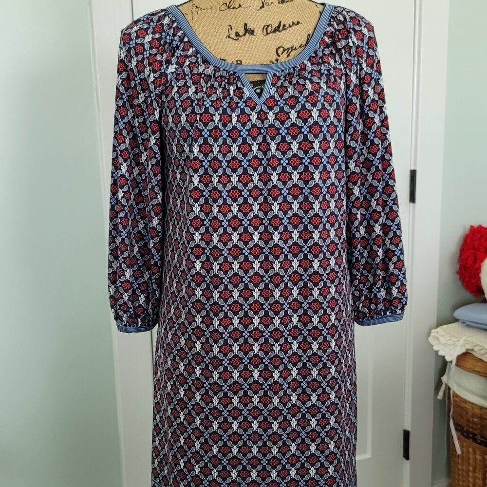Max Studio Blue Red White Print dress Small, Nice Condition!